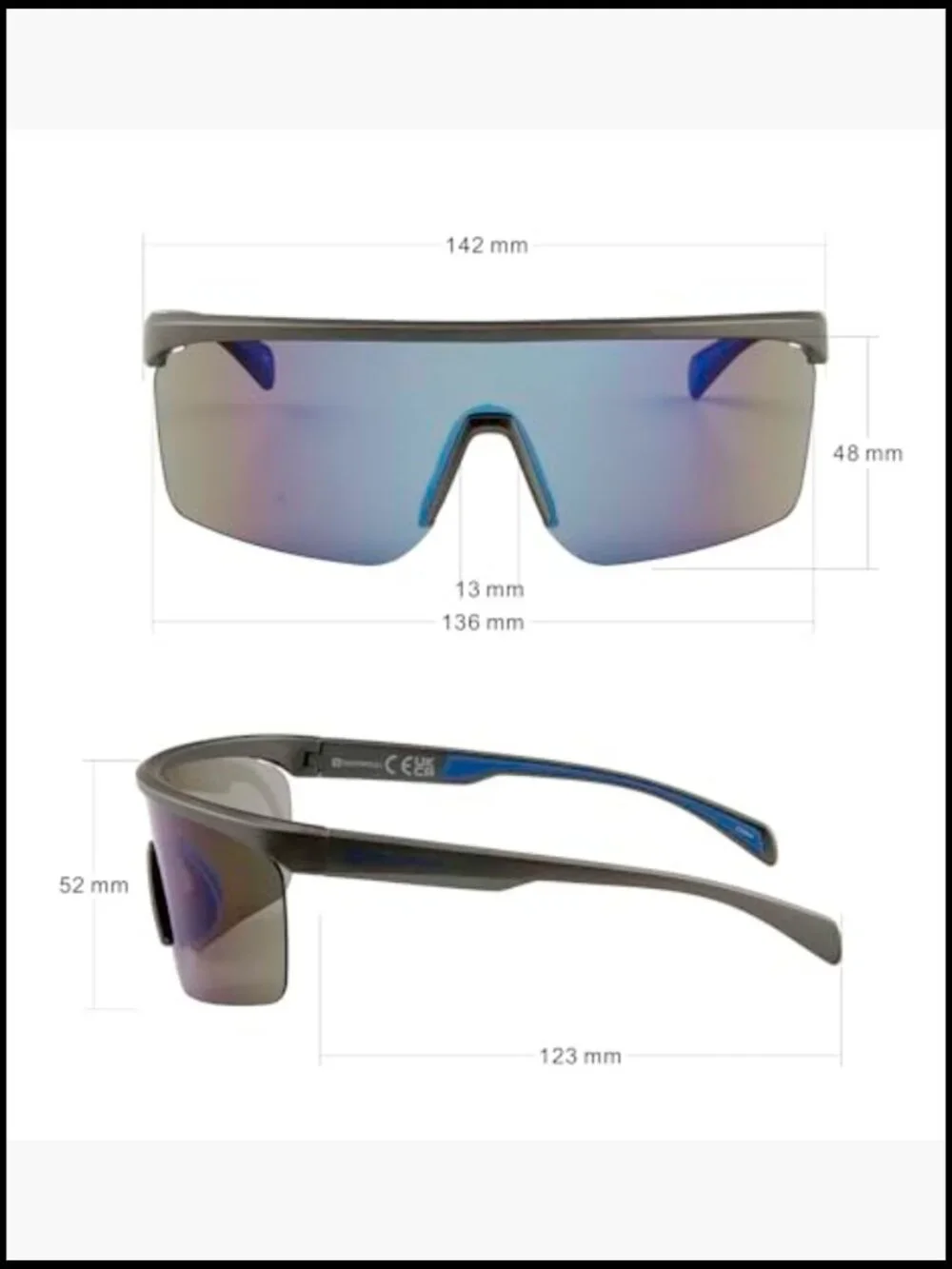 Men's Semi-Rimless Sport Shield Sunglasses 100% UV Protection